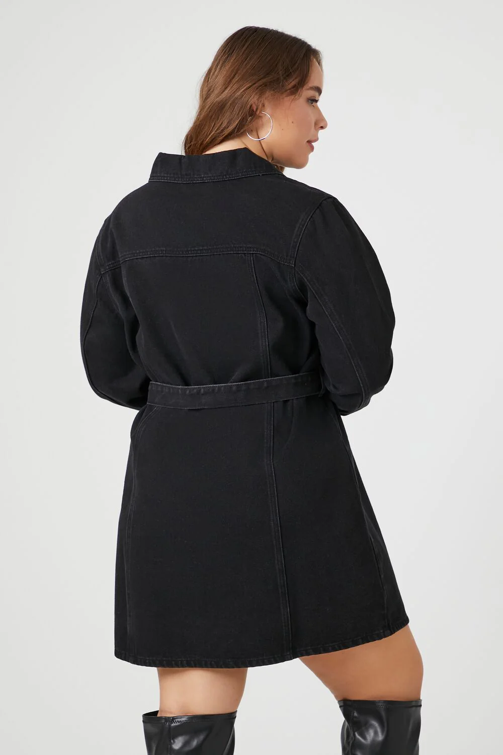 Plus Size Tie-Front Denim Shirt Dress - Image 4