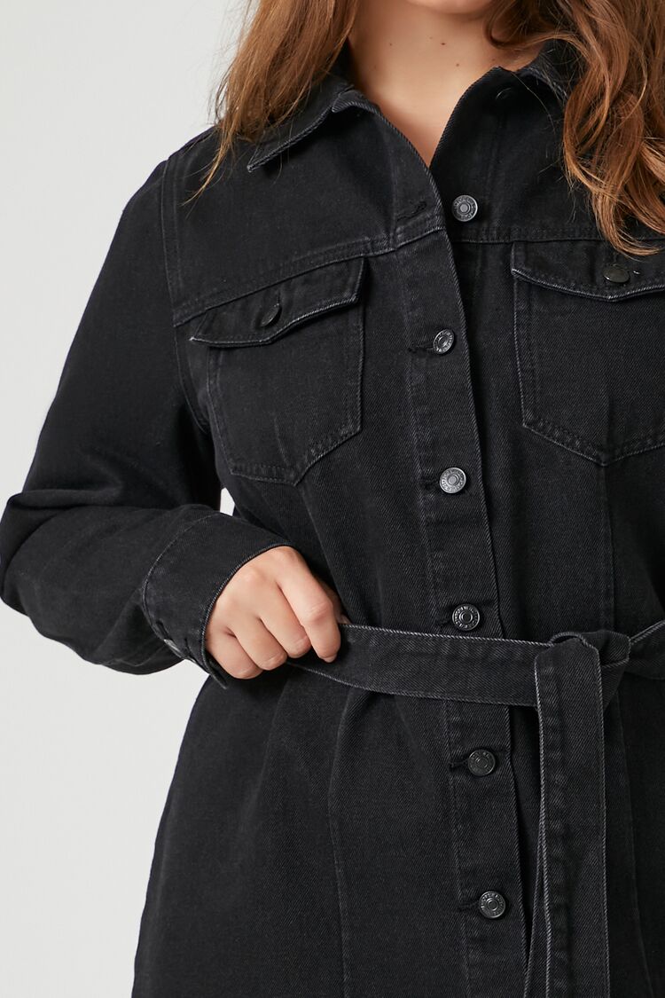 Plus Size Tie-Front Denim Shirt Dress - Image 5