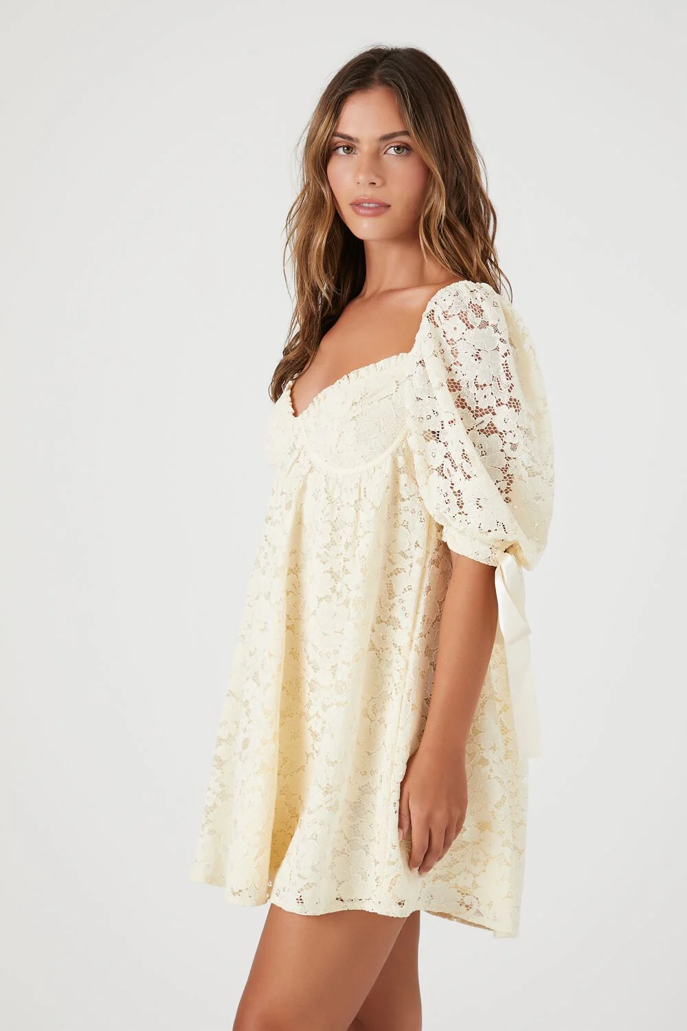 Floral Lace Babydoll Mini Dress - Image 2
