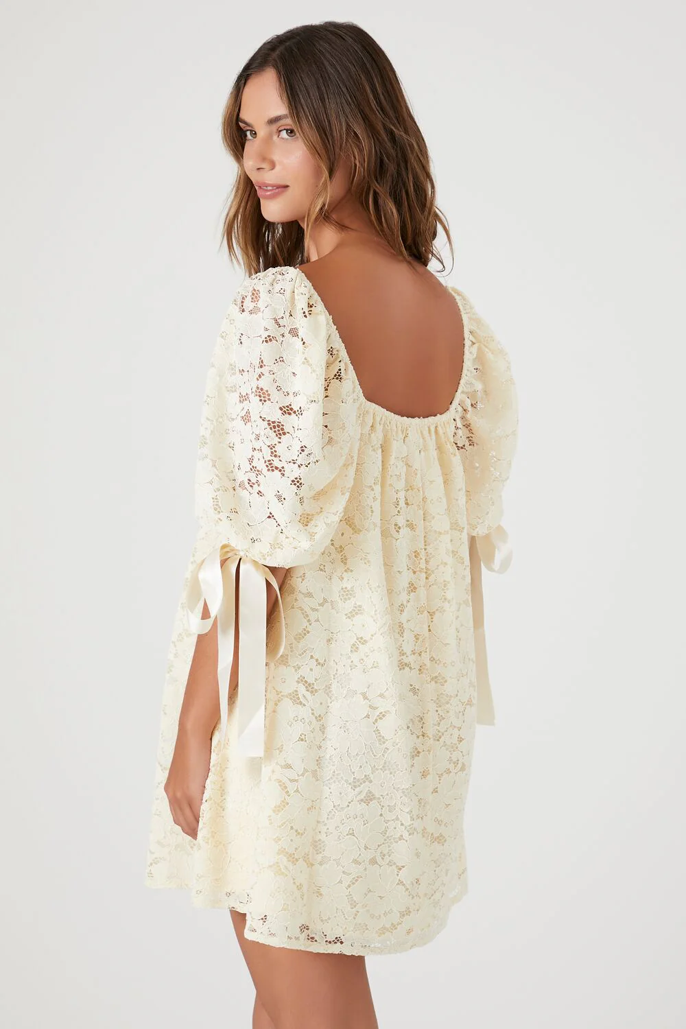 Floral Lace Babydoll Mini Dress - Image 3