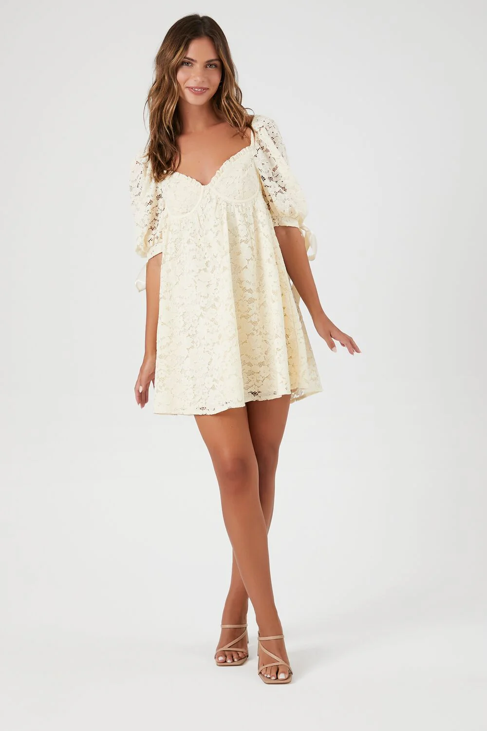 Floral Lace Babydoll Mini Dress - Image 4