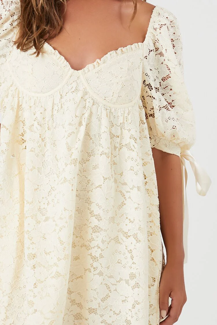 Floral Lace Babydoll Mini Dress - Image 5