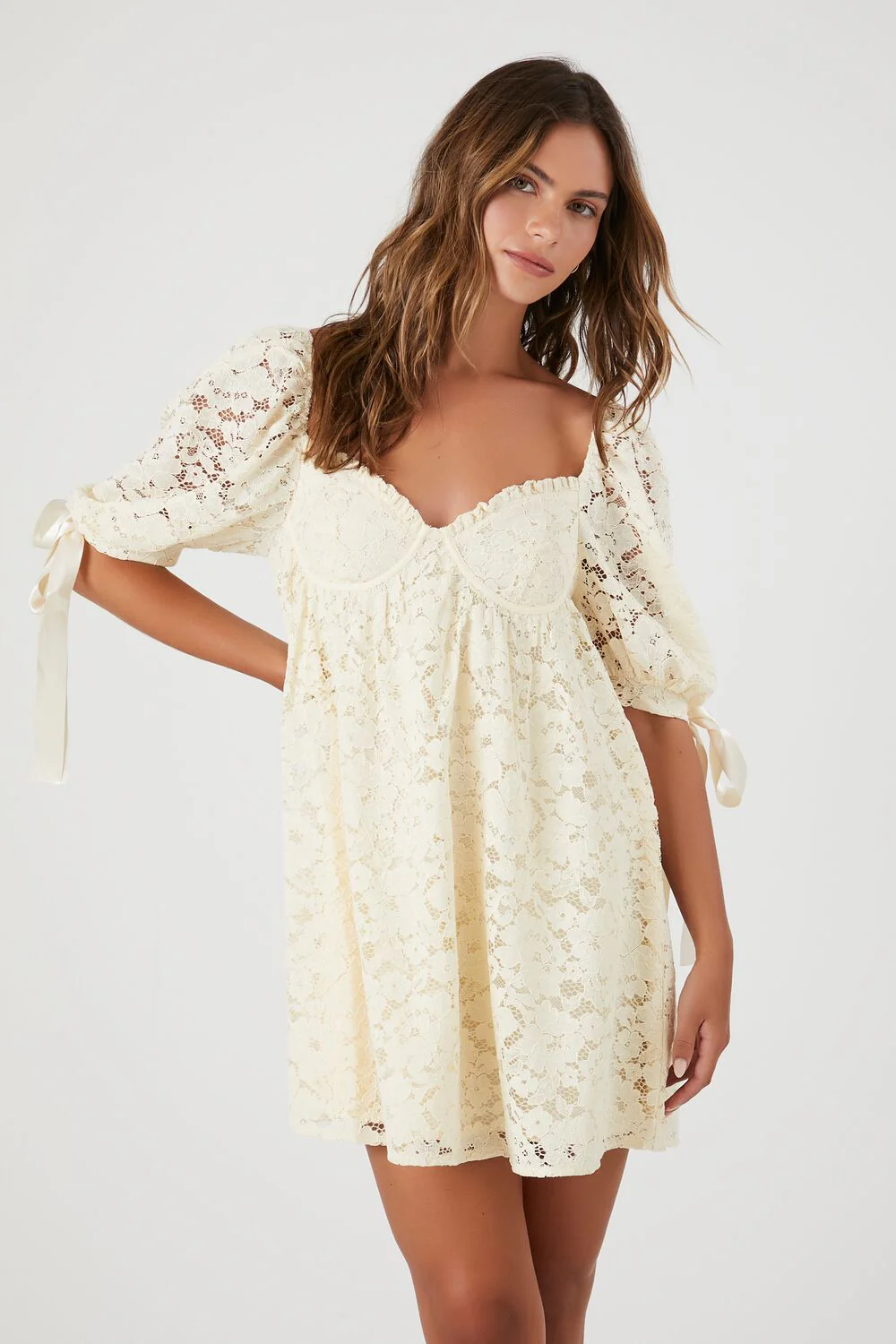 Floral Lace Babydoll Mini Dress - Image 6