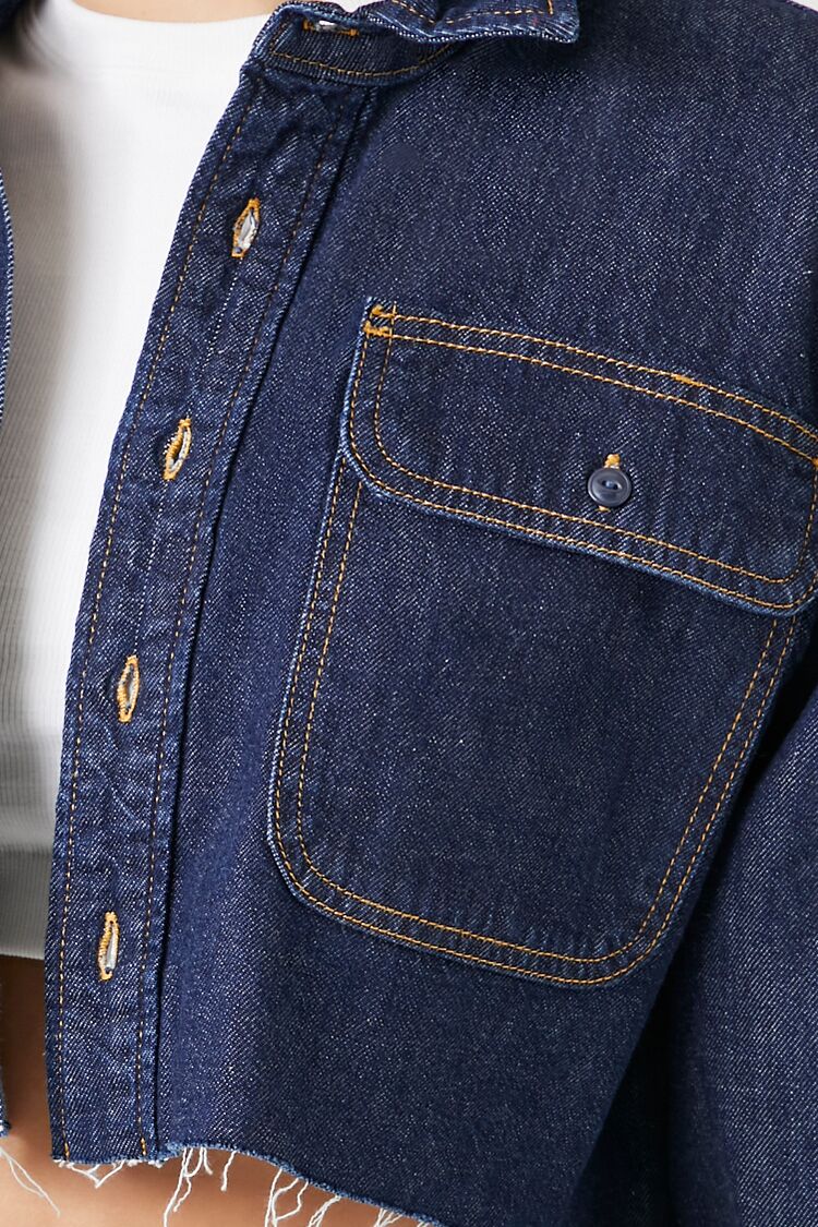 Cropped Denim Shirt - Image 10