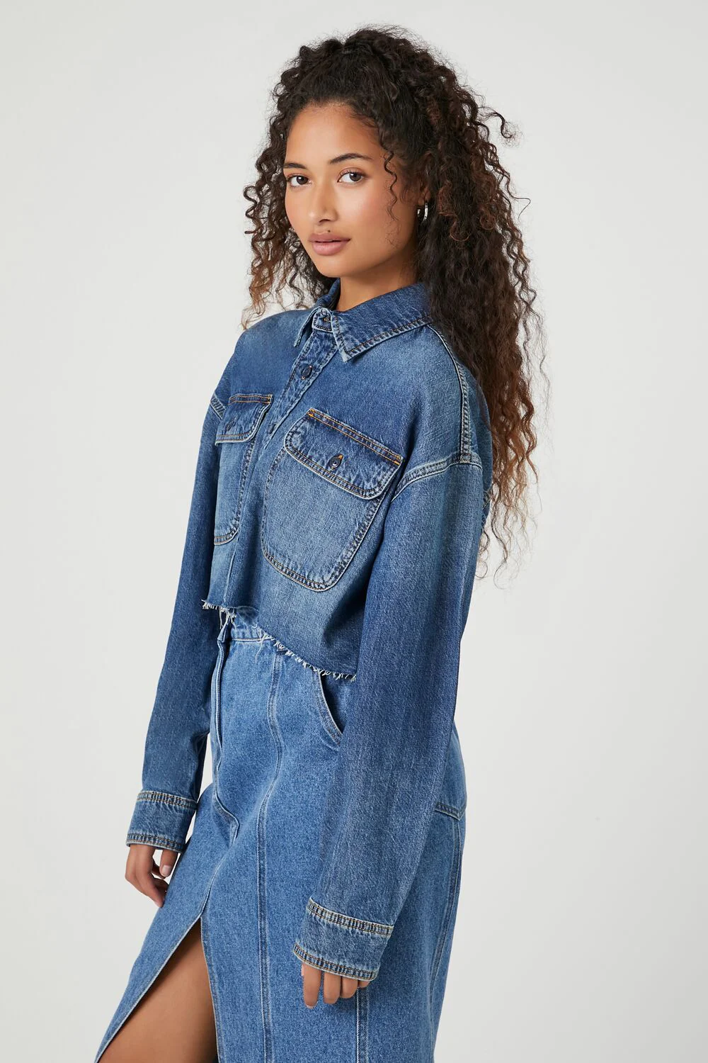 Cropped Denim Shirt - Image 2