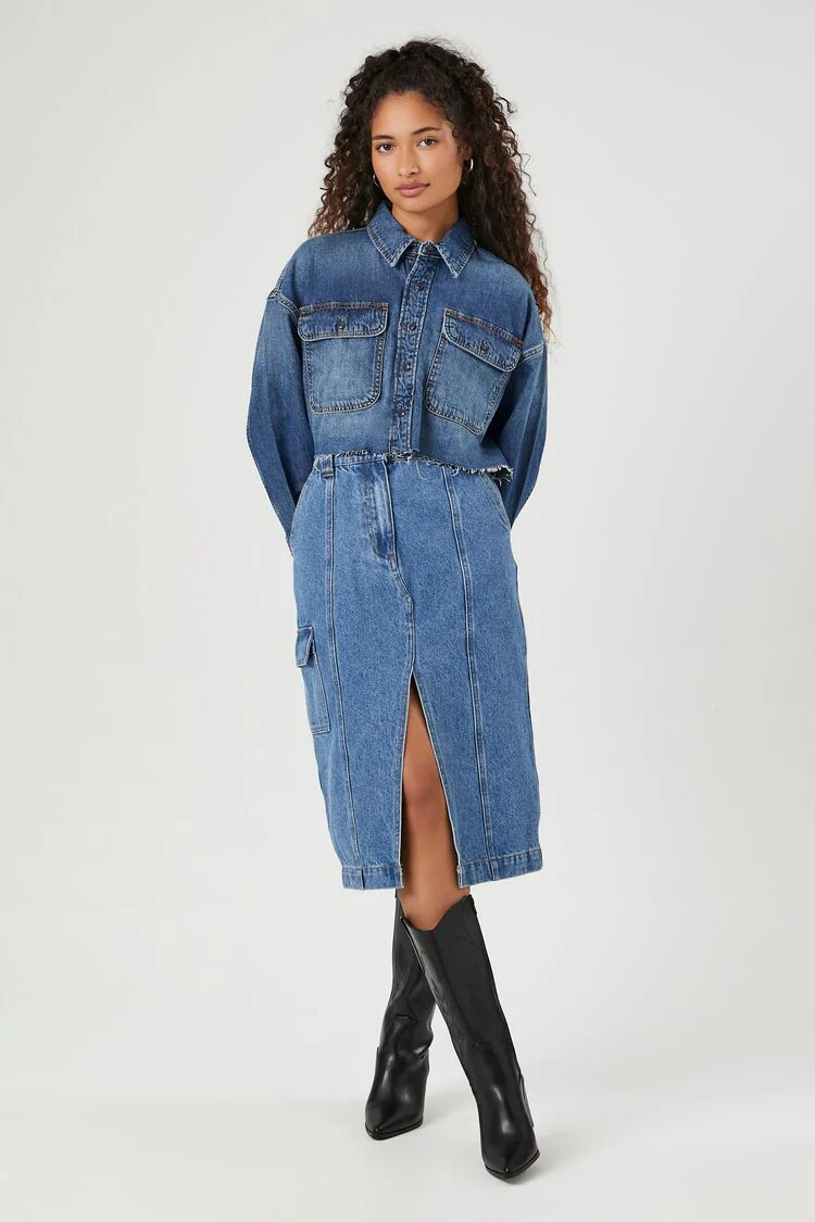 Cropped Denim Shirt - Image 4