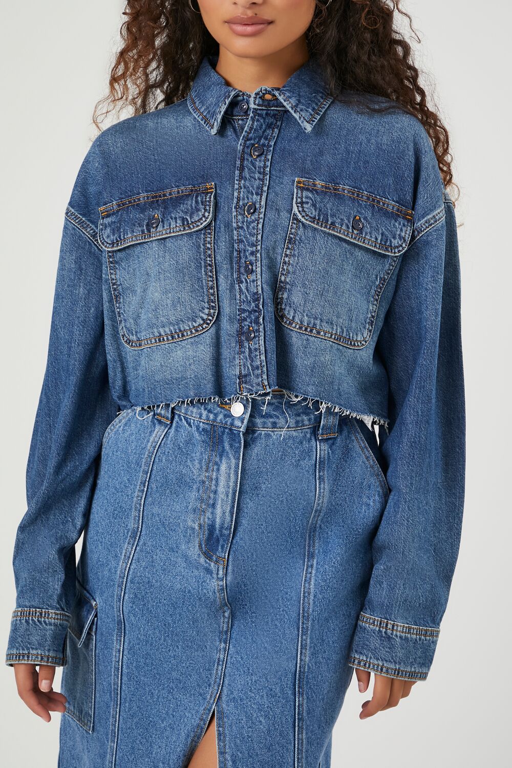 Cropped Denim Shirt - Image 5