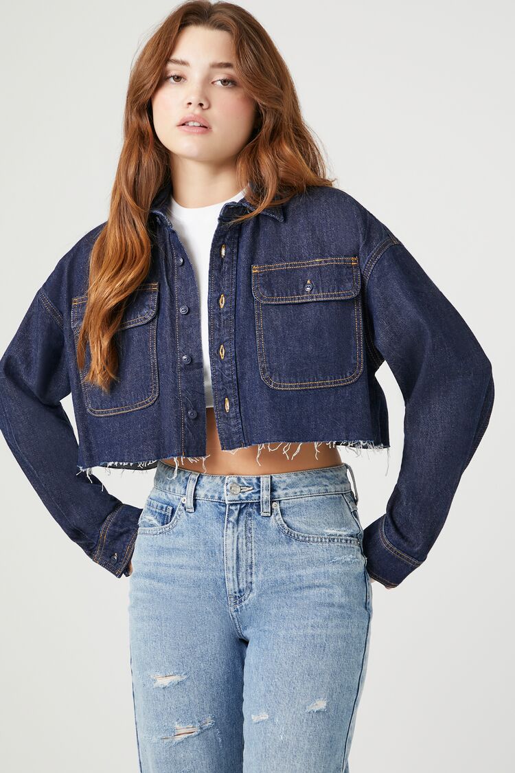 Cropped Denim Shirt - Image 6