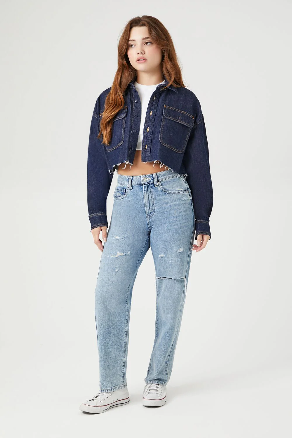 Cropped Denim Shirt - Image 9