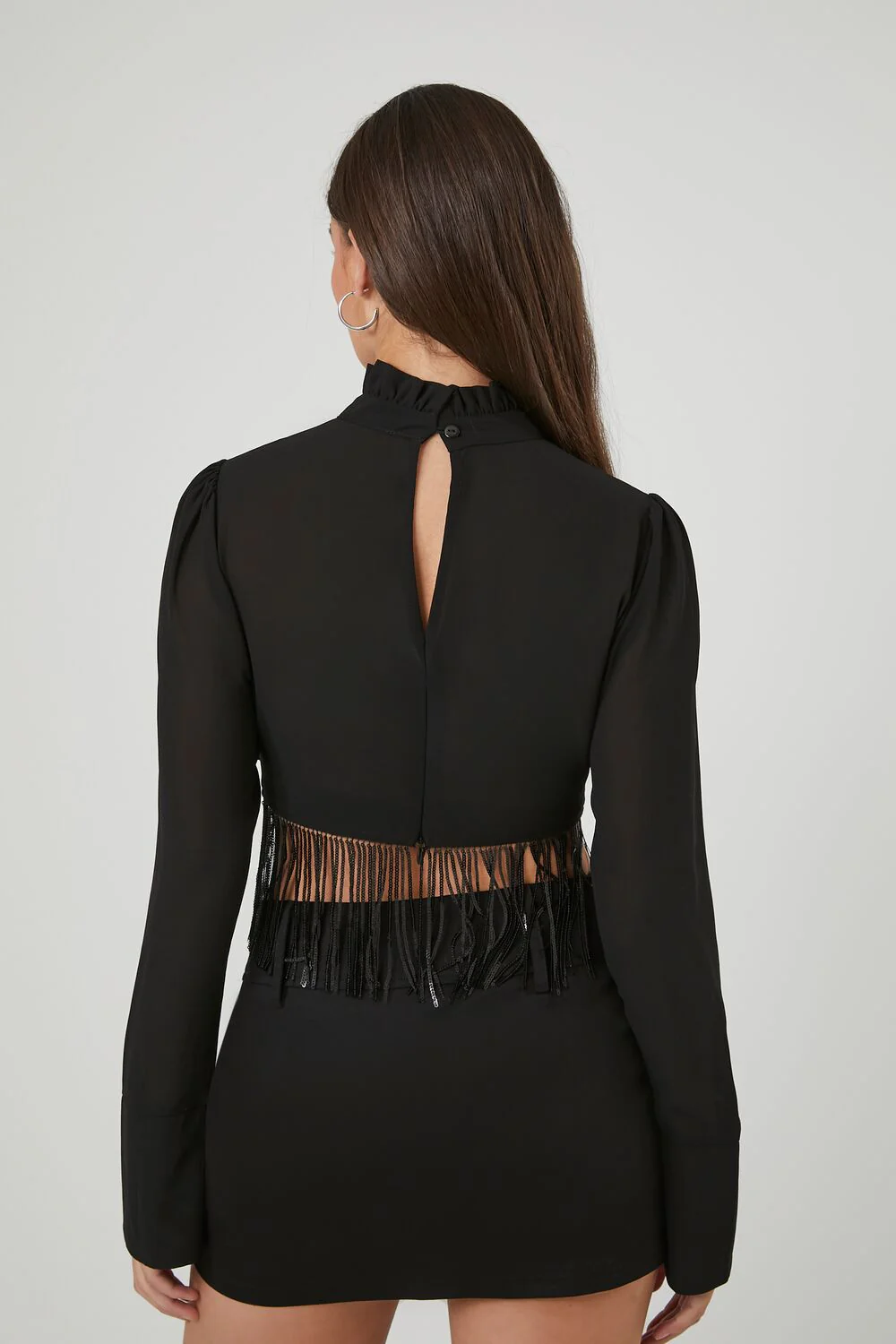 Fringe Mock Neck Crop Top - Image 3