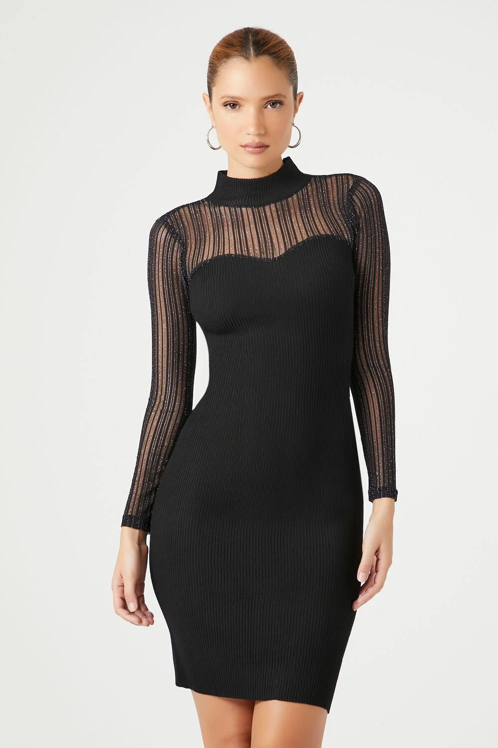 Sweater-Knit Mock Neck Midi Dress - Image 2
