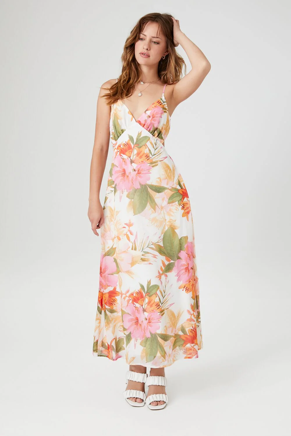 Chiffon Floral Print Midi Dress - Image 4
