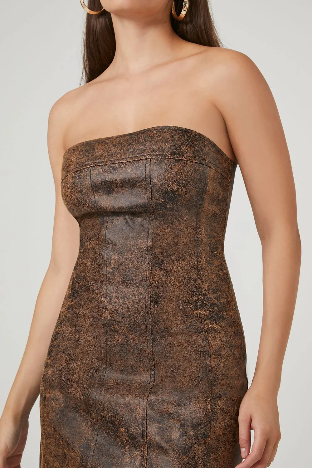 Faux Leather Tube Mini Dress - Image 5