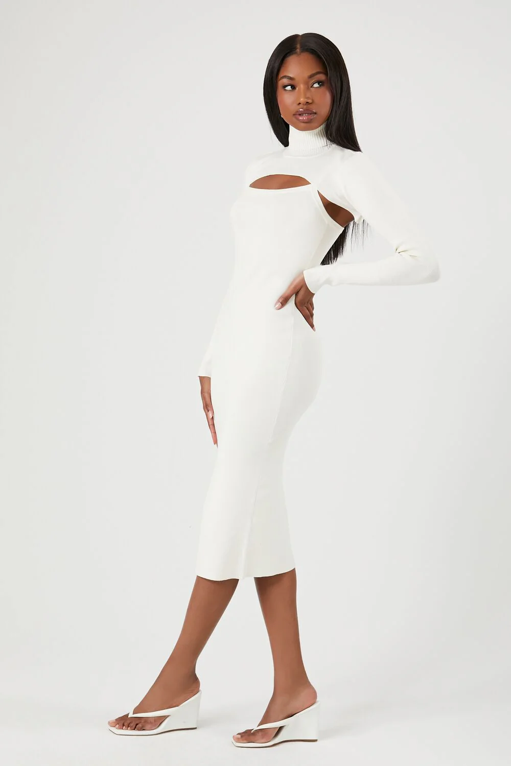 Turtleneck Combo Sweater Dress - Image 2
