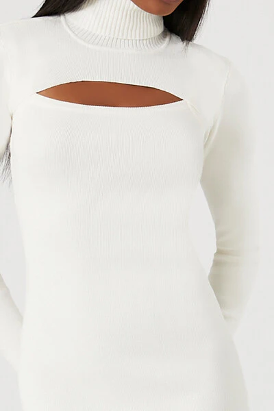Turtleneck Combo Sweater Dress - Image 5