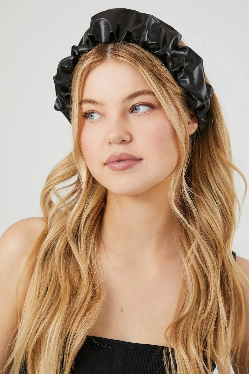 Ruched Faux Leather Headband - Image 2