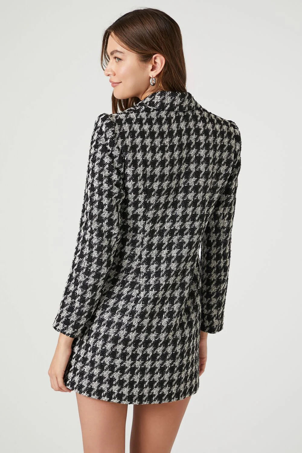 Tweed Houndstooth Print Mini Dress - Image 3