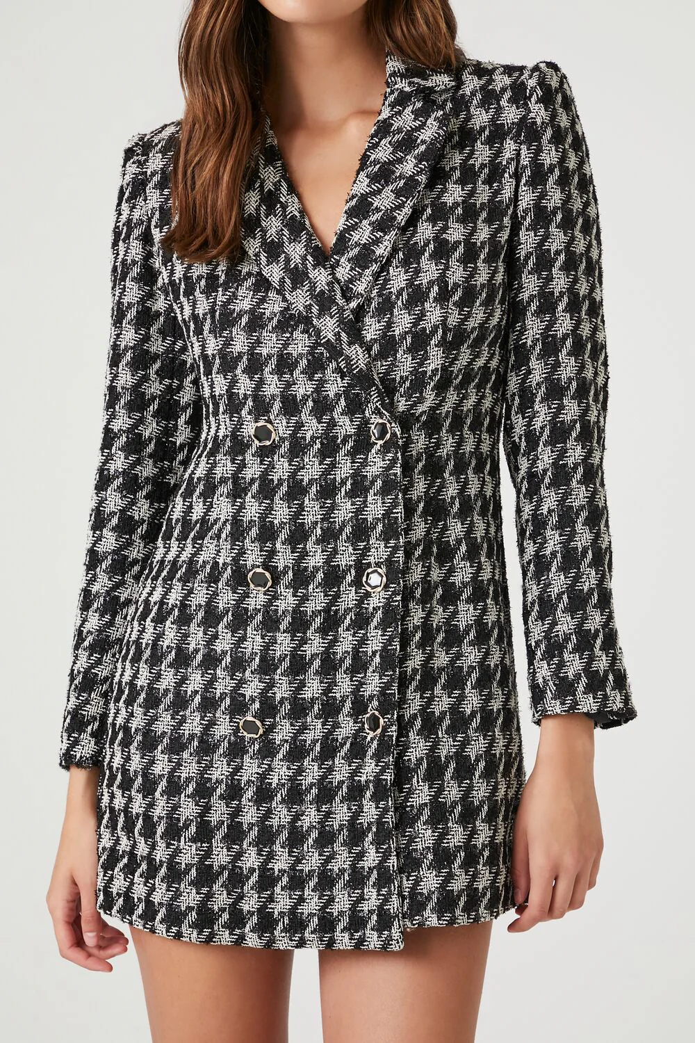 Tweed Houndstooth Print Mini Dress - Image 5