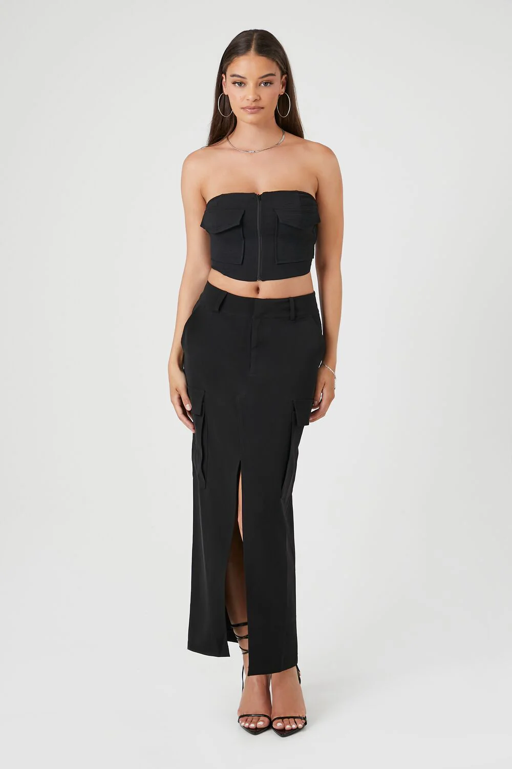 Flap Pocket Zip-Up Tube Top - Image 4