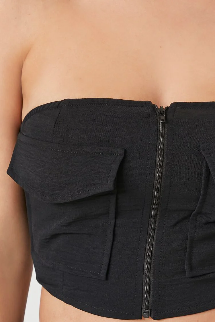 Flap Pocket Zip-Up Tube Top - Image 5