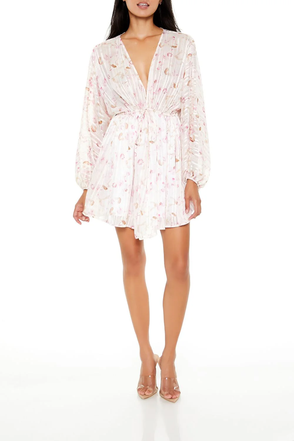 Satin Paisley Plunging V-Neck Mini Dress - Image 6