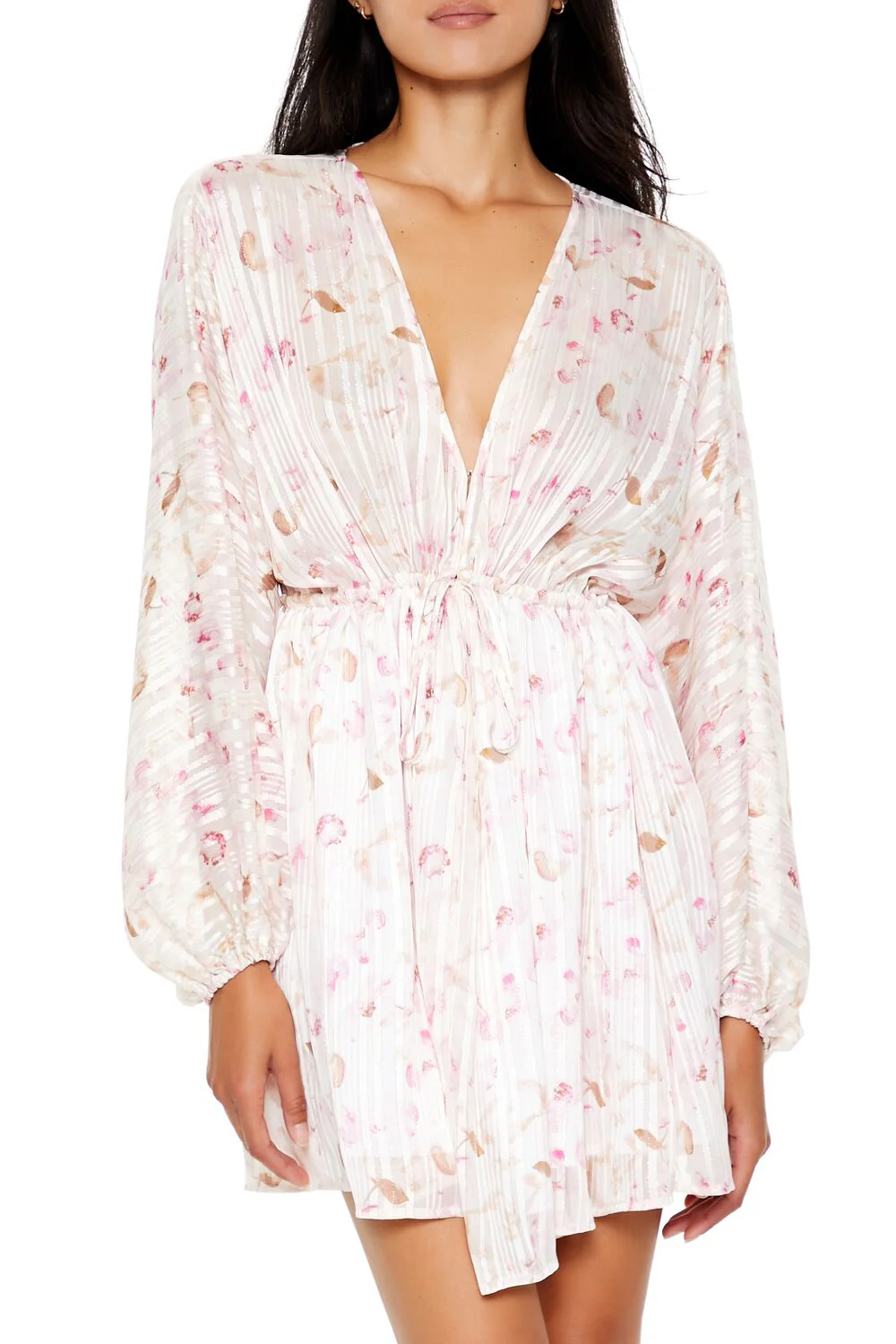 Satin Paisley Plunging V-Neck Mini Dress - Image 7