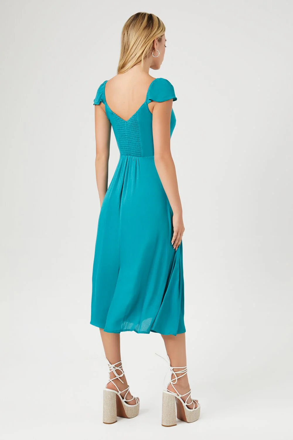 Sheer Flounce-Sleeve Midi Dress - Image 3