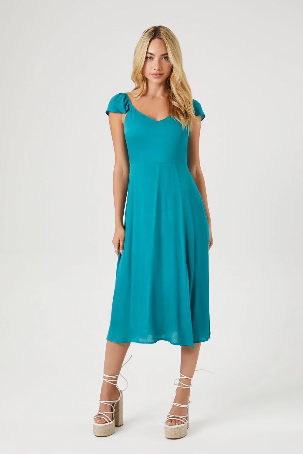 Sheer Flounce-Sleeve Midi Dress - Image 4