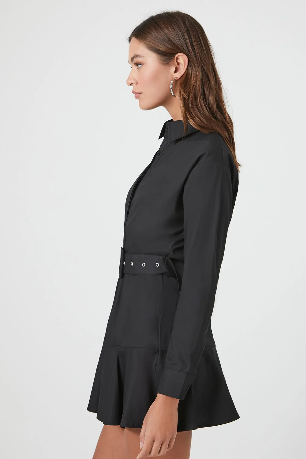 Poplin Belted Mini Shirt Dress - Image 3