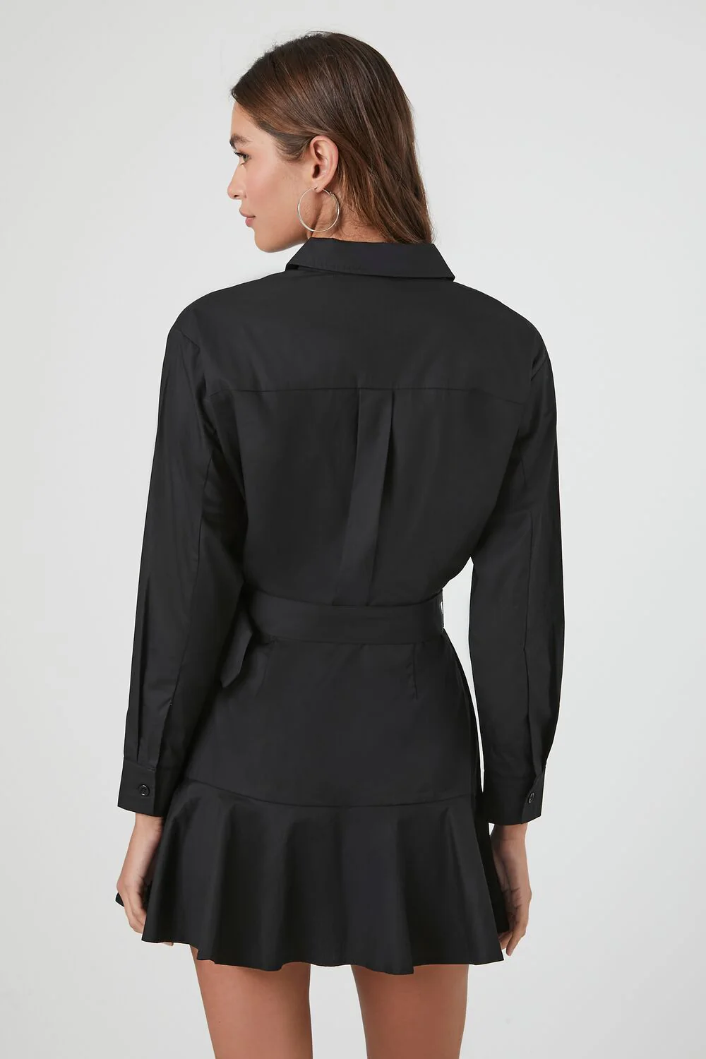 Poplin Belted Mini Shirt Dress - Image 4