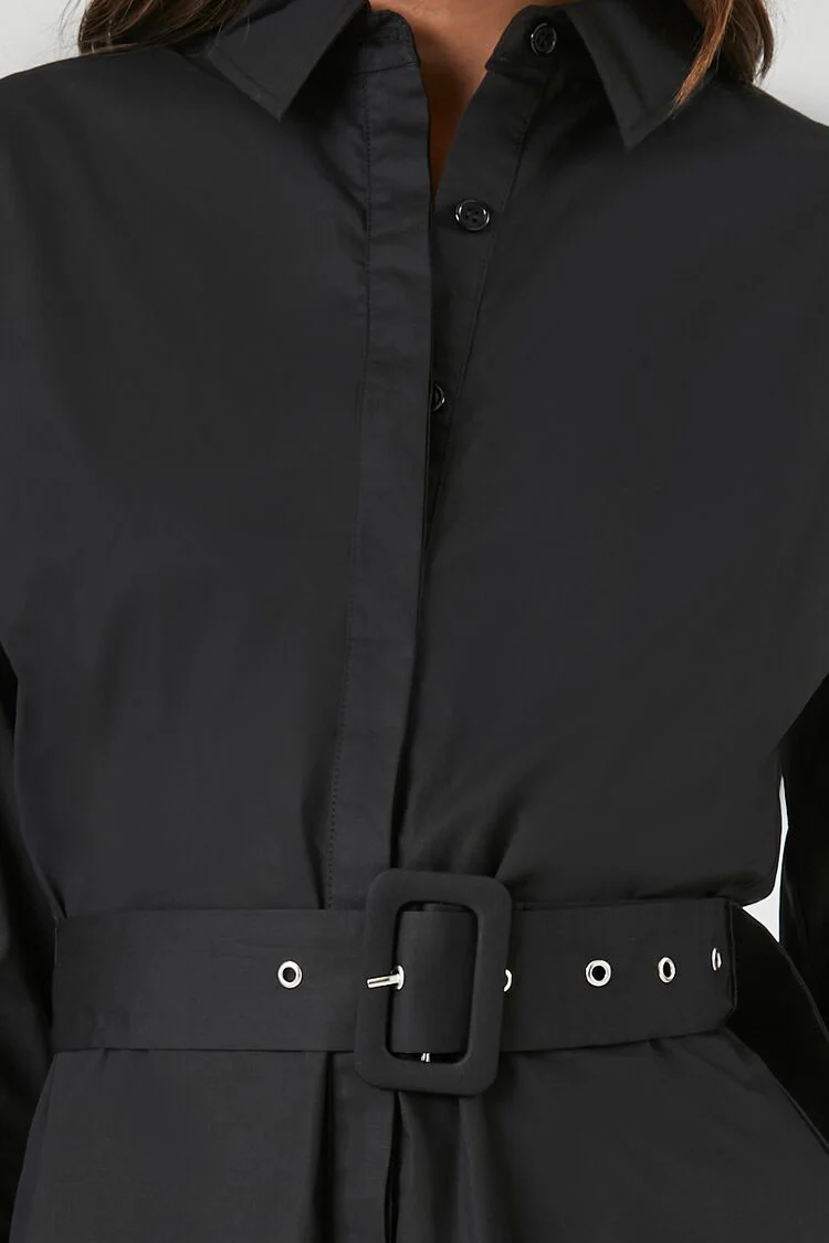 Poplin Belted Mini Shirt Dress - Image 5