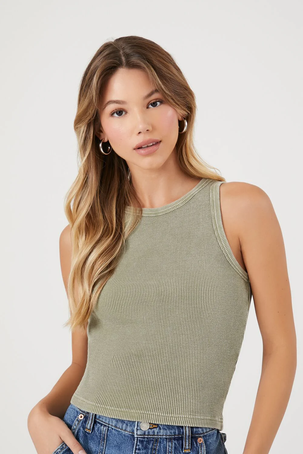 Mineral Wash Waffle Knit Tank Top - Image 11