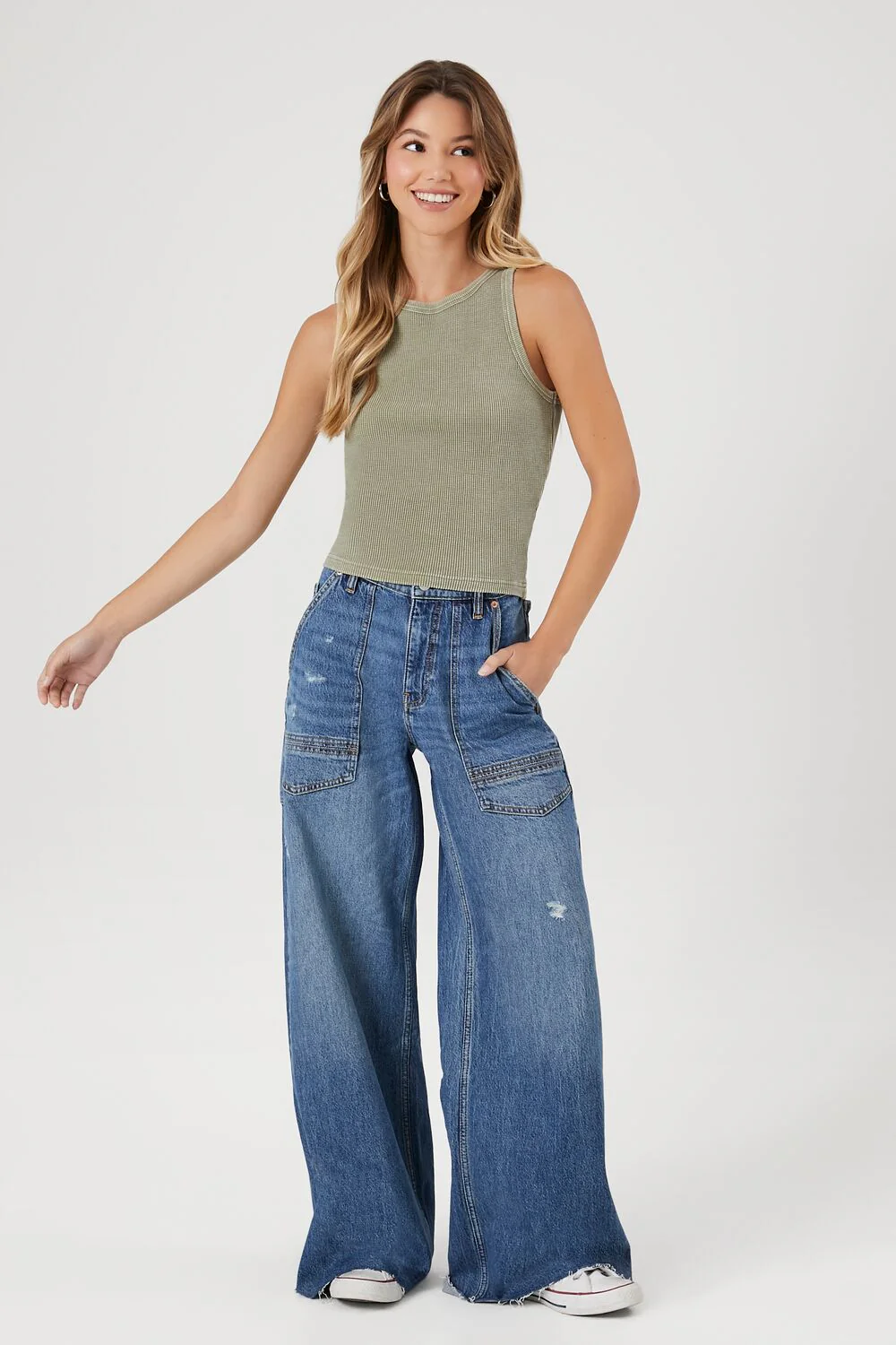 Mineral Wash Waffle Knit Tank Top - Image 14