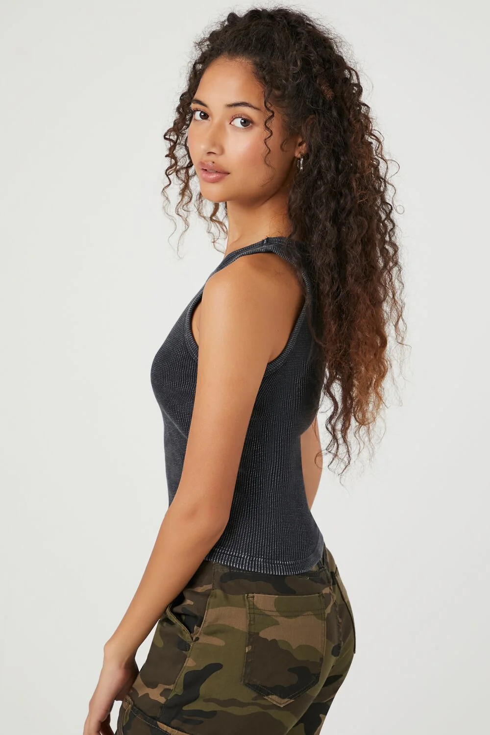 Mineral Wash Waffle Knit Tank Top - Image 2