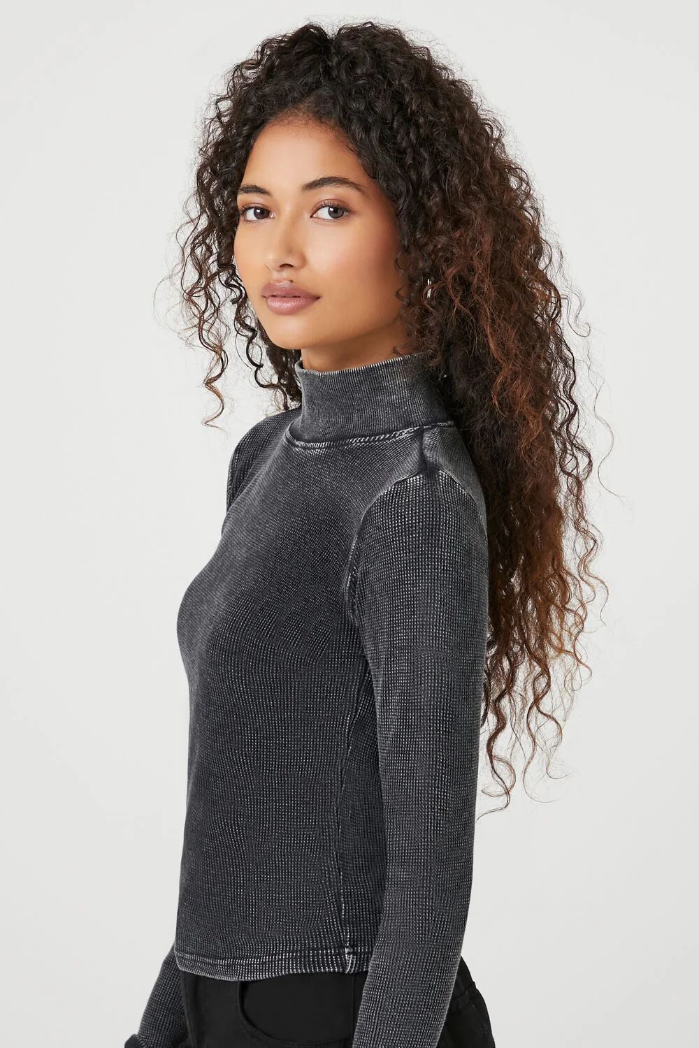 Waffle Knit Turtleneck Top - Image 2