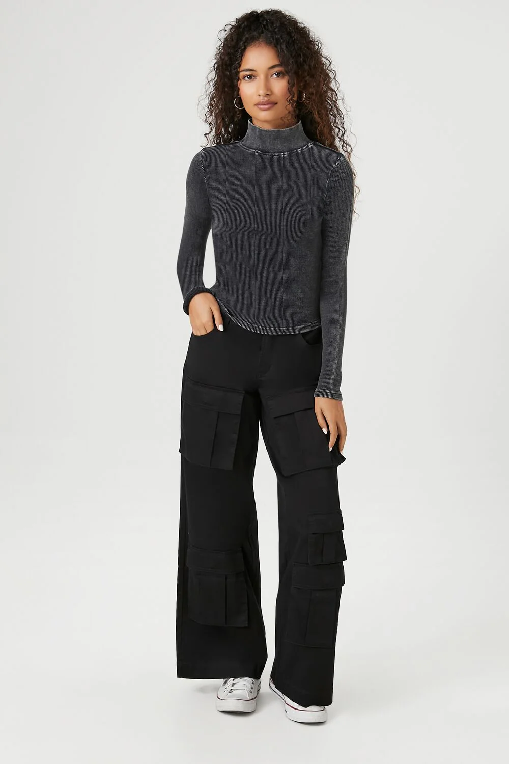 Waffle Knit Turtleneck Top - Image 4