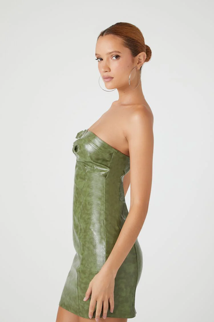 Faux Leather O-Ring Tube Dress - Image 2