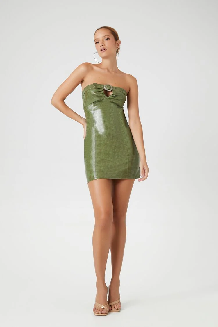 Faux Leather O-Ring Tube Dress - Image 4