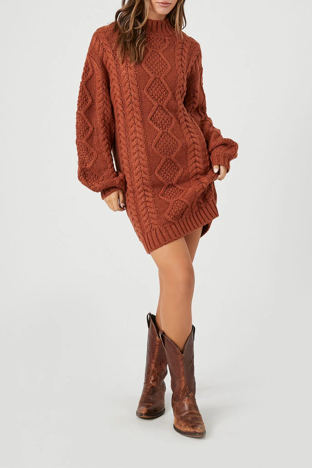 Cable Knit Sweater Mini Dress - Image 13
