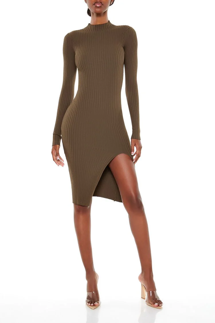 Ribbed Knit Midi Sweater Dress - Image 12