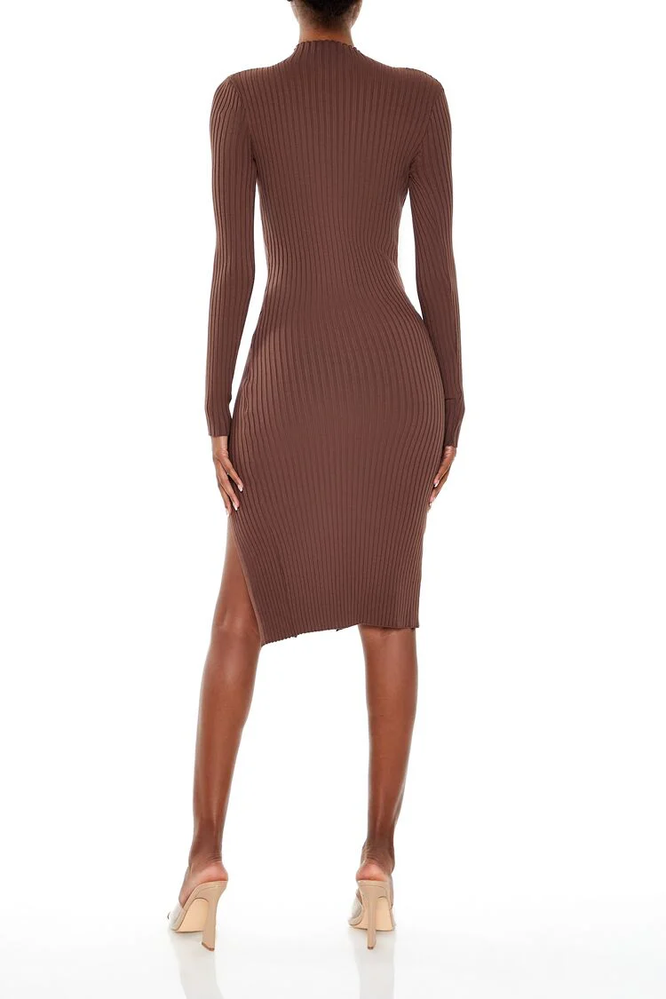 Ribbed Knit Midi Sweater Dress - Image 4