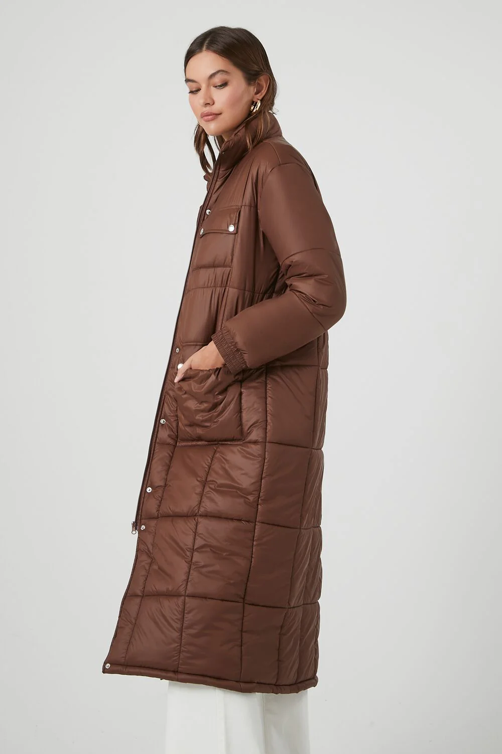 Quilted Longline Puffer Coat - Image 3