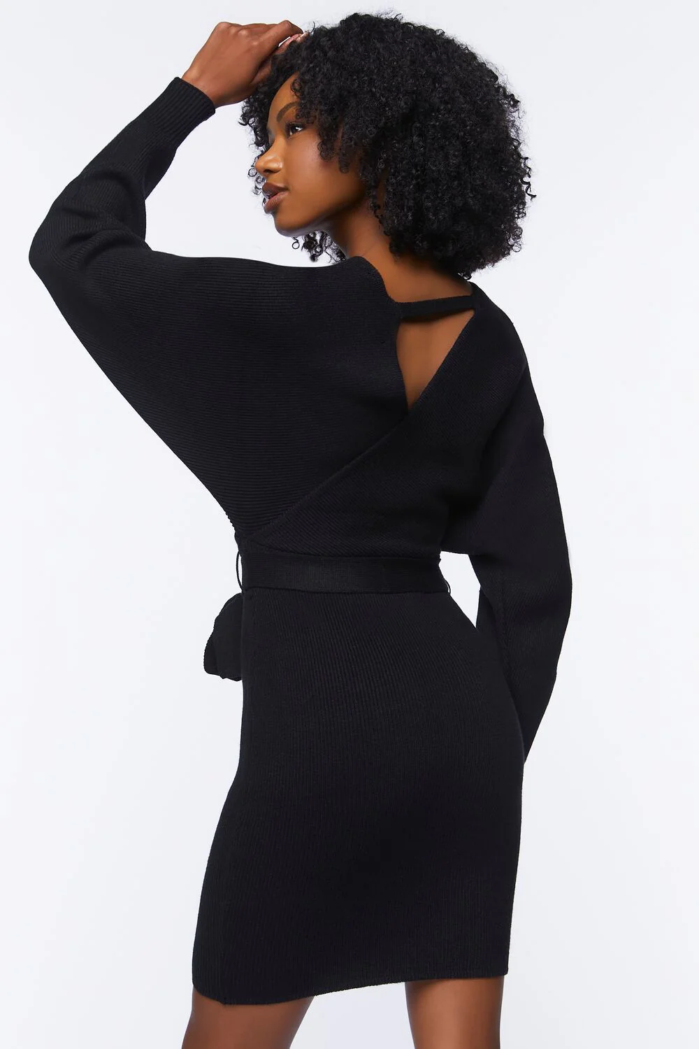 Surplice Long-Sleeve Sweater Dress - Image 3