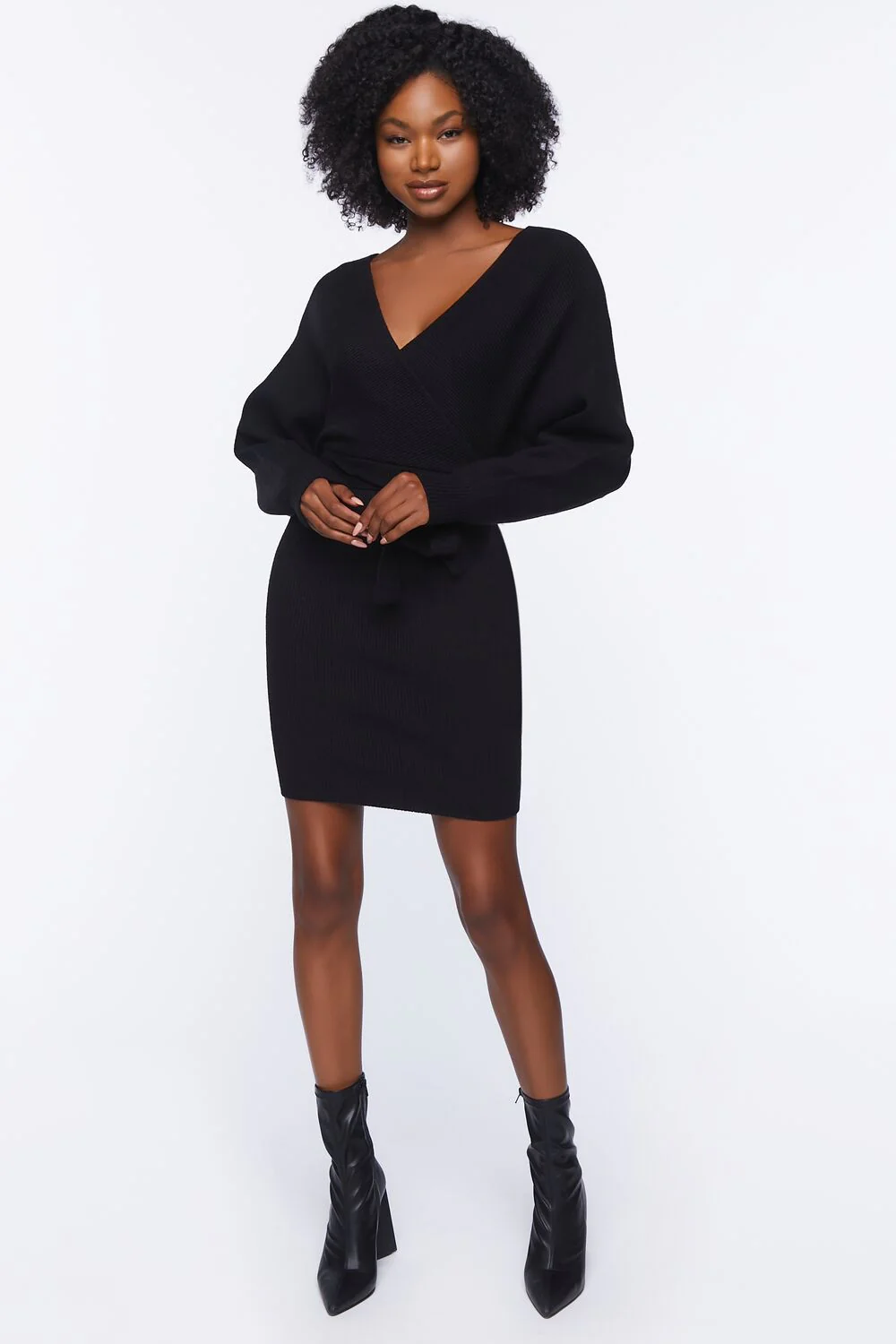 Surplice Long-Sleeve Sweater Dress - Image 4