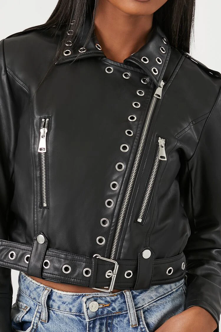 Studded Faux Leather Moto Jacket - Image 5