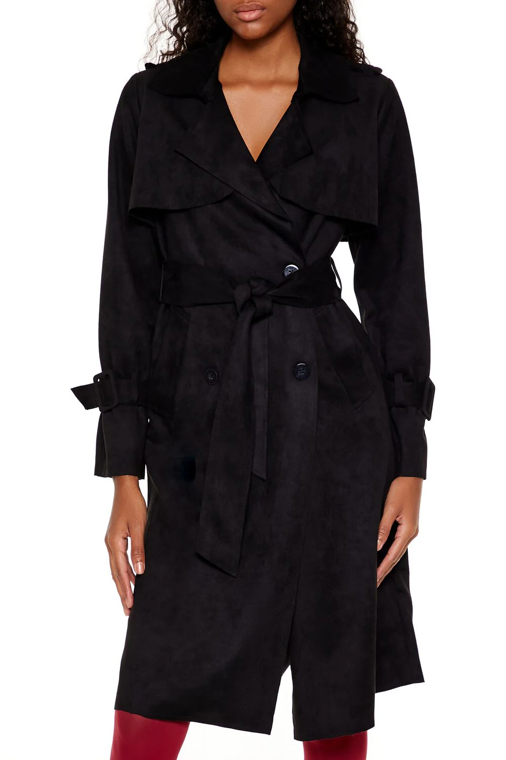 Faux Suede Trench Coat - Image 3