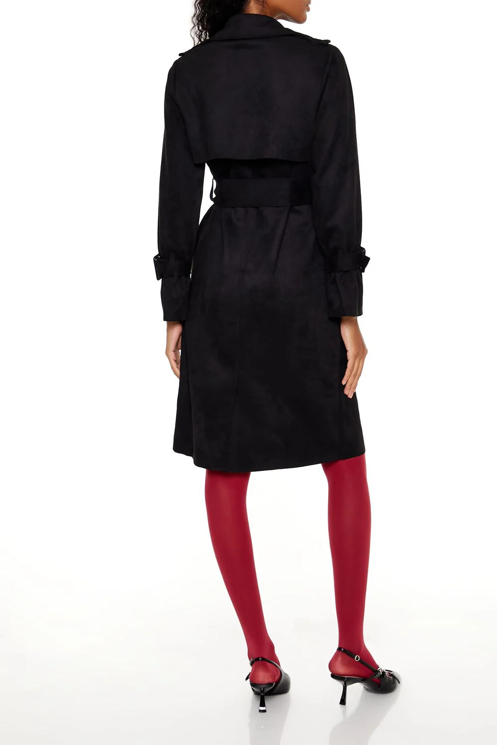 Faux Suede Trench Coat - Image 5