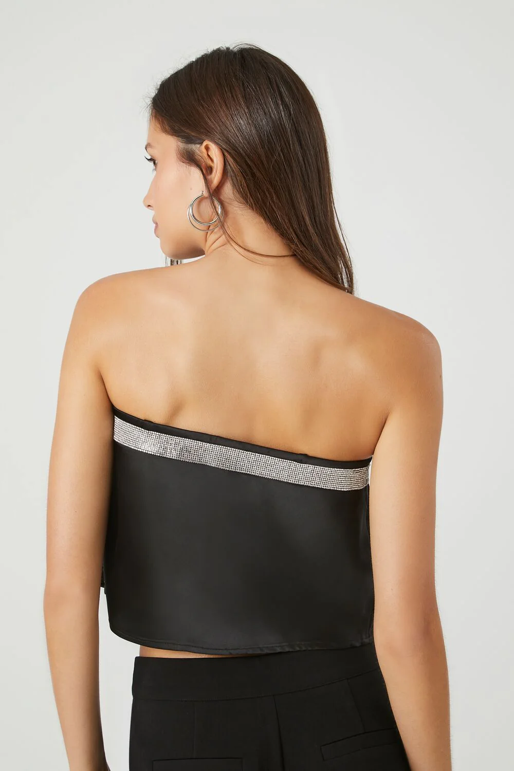 Rhinestone Strapless Crop Top - Image 3