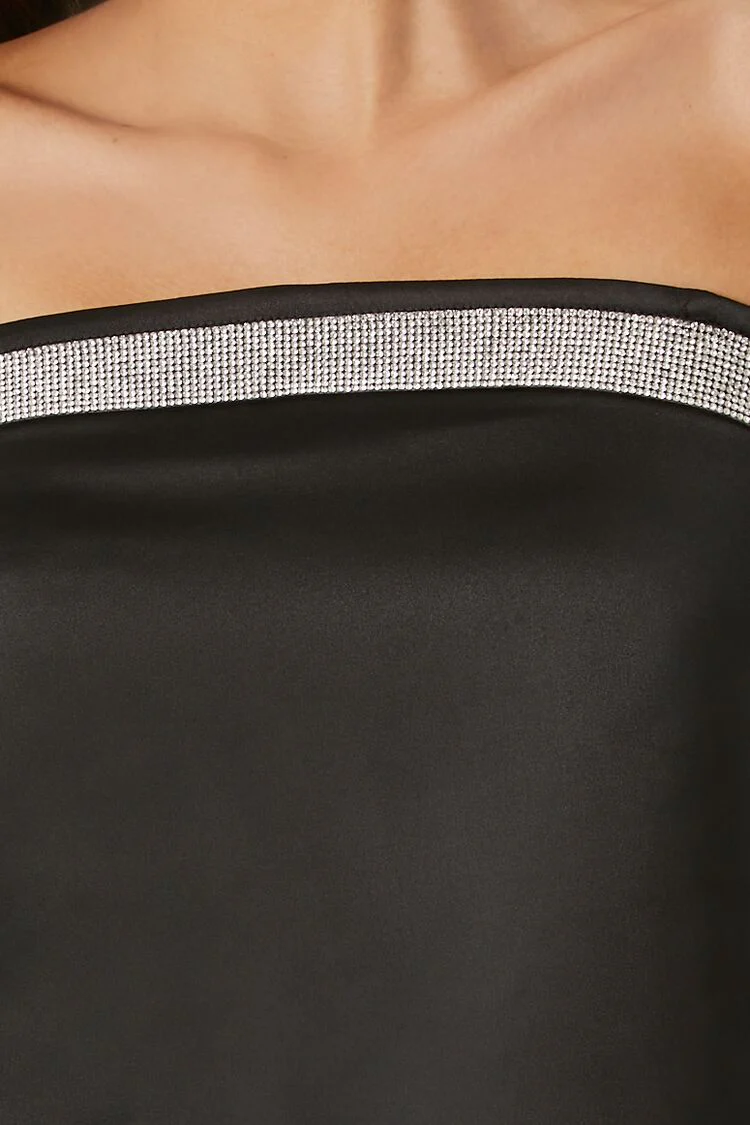 Rhinestone Strapless Crop Top - Image 5