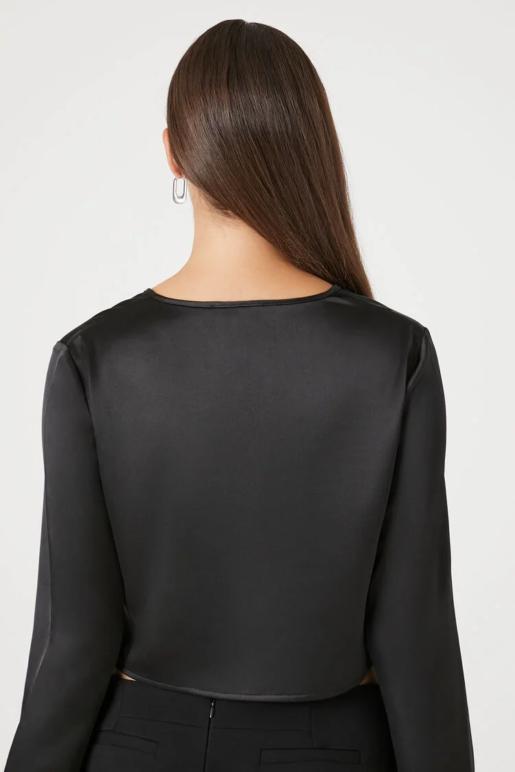Satin Feather Crop Top - Image 3